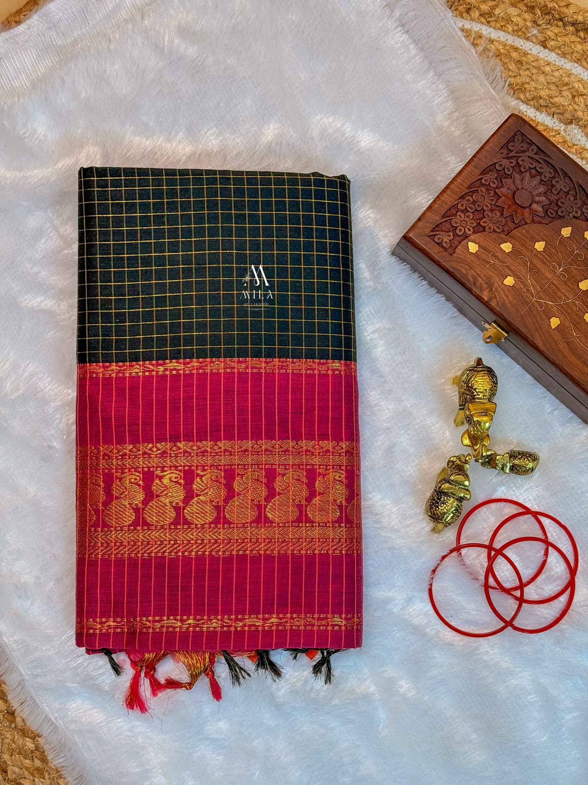 Checked Kalyani Cotton Saree