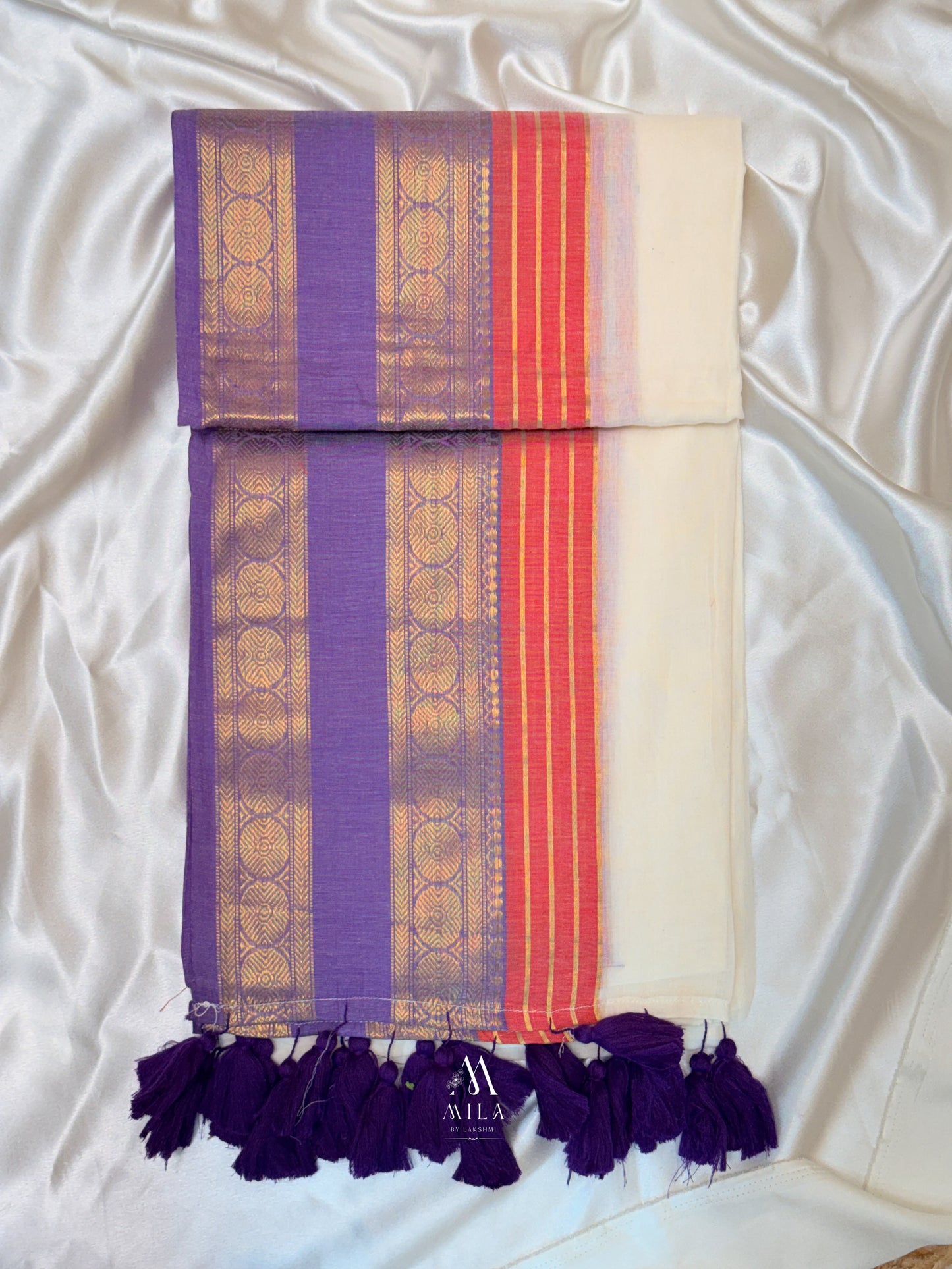 Violet Heritage Kasavu Mulcotton Saree - Mila by Lakshmi