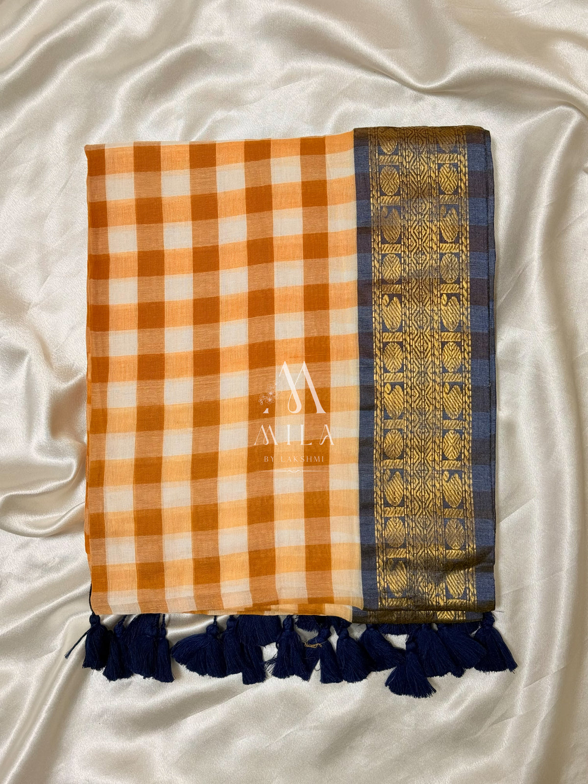 Mango Check Kanchi Border Saree