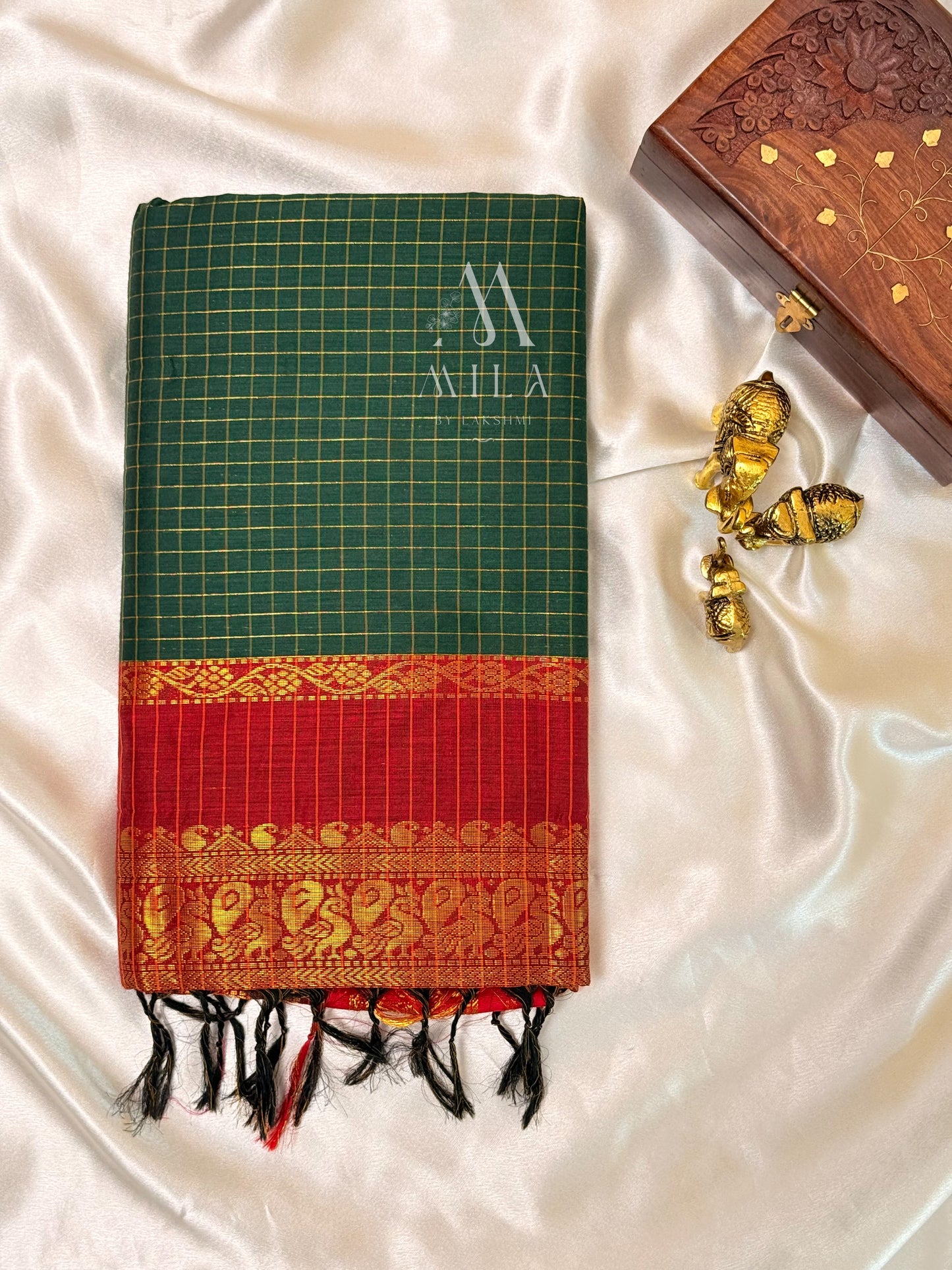 Checked Kalyani Cotton Saree - Mila by Lakshmi