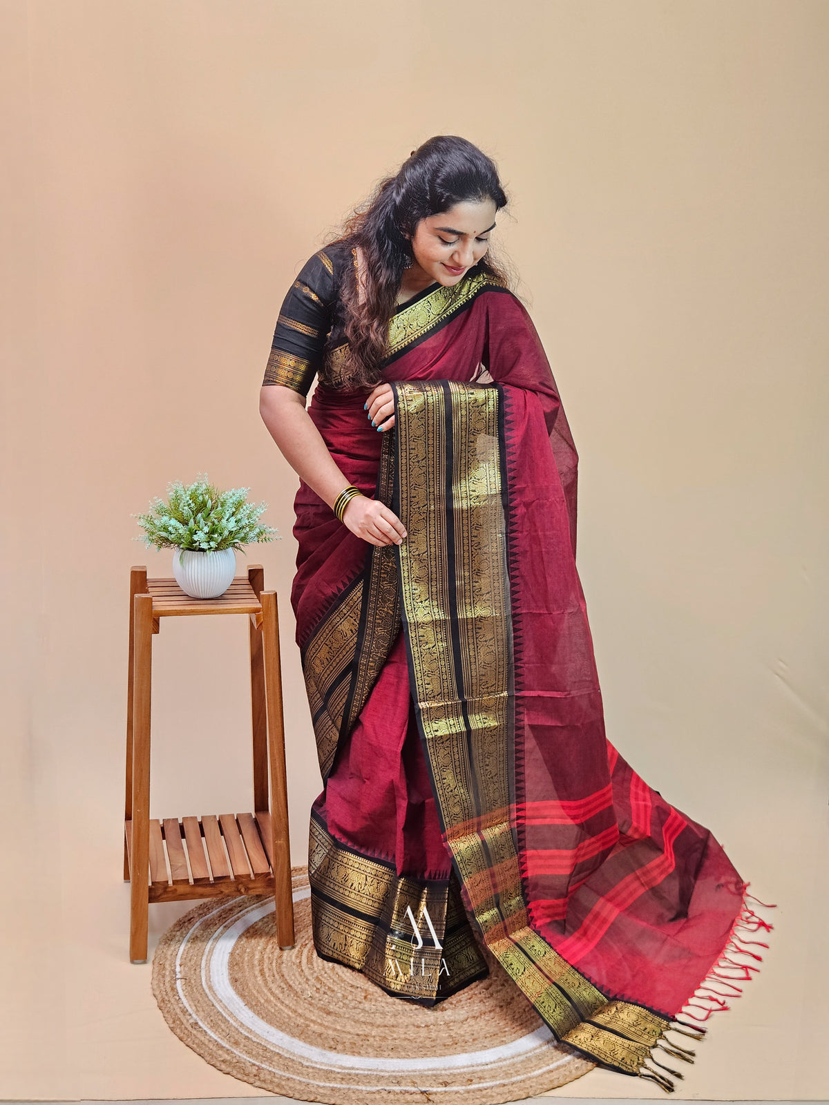 Mayoori Meroon Kanchi Cotton Saree