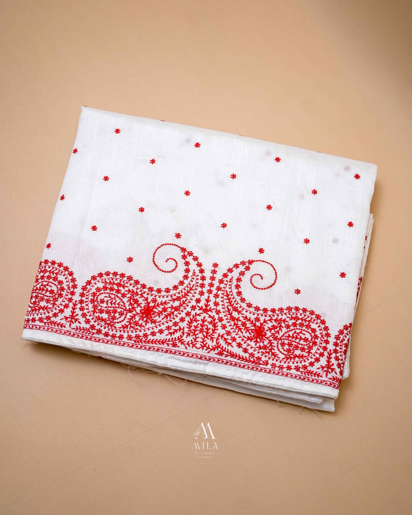 Semi Tusser white carry Embroidery Saree