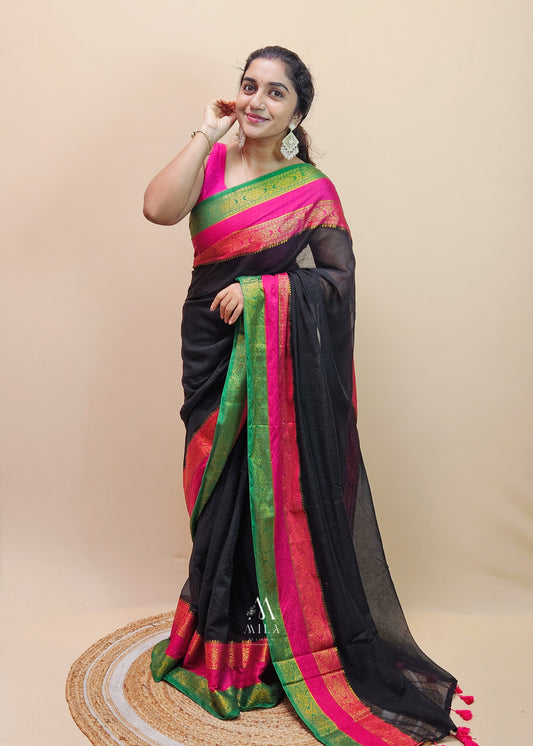 Mul Cotton Handloom Saree - Mila by Lakshmi