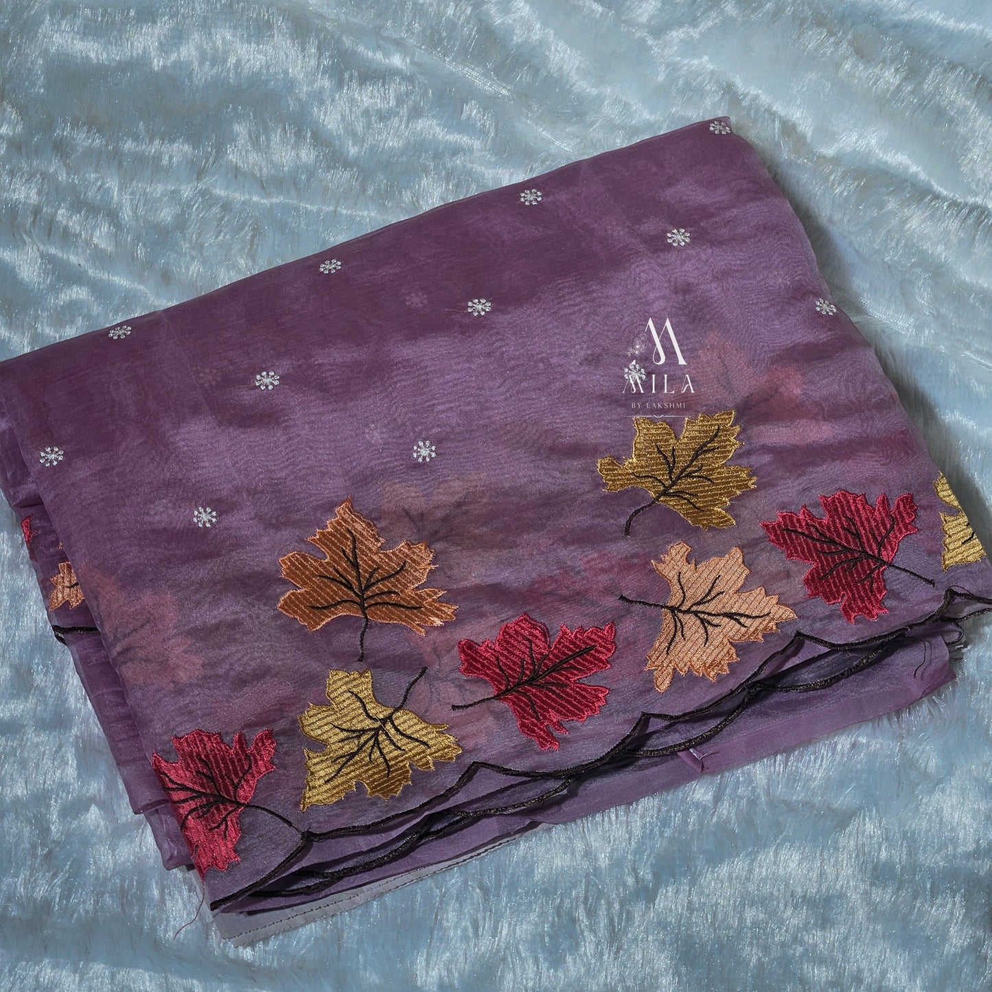 Soft Organza Leaf Cutwork Saree