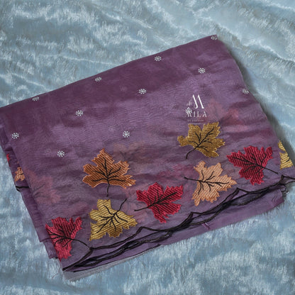 Soft Organza Leaf Cutwork Saree