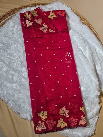 Soft Organza Leaf Cutwork Saree