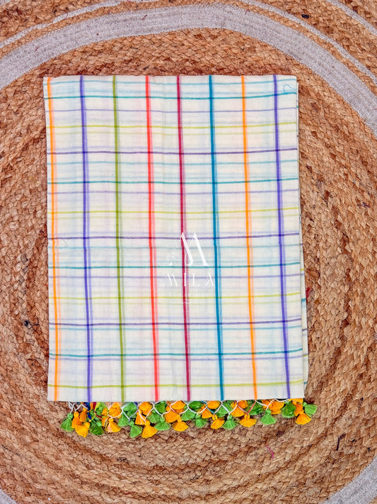 Mazhavil Checks Mulcotton Saree