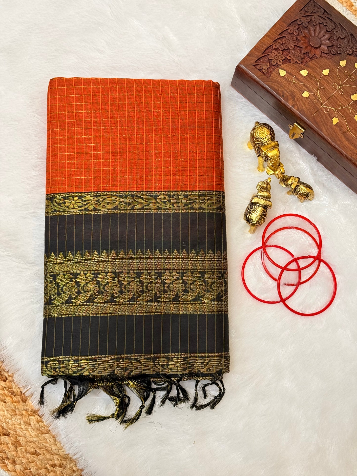 Checked Kalyani cotton saree - Mila by Lakshmi