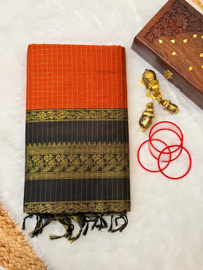 Checked Kalyani cotton saree - Mila by Lakshmi