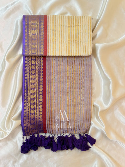 Violet Kasavu Mulcotton Saree (Without Blouse)