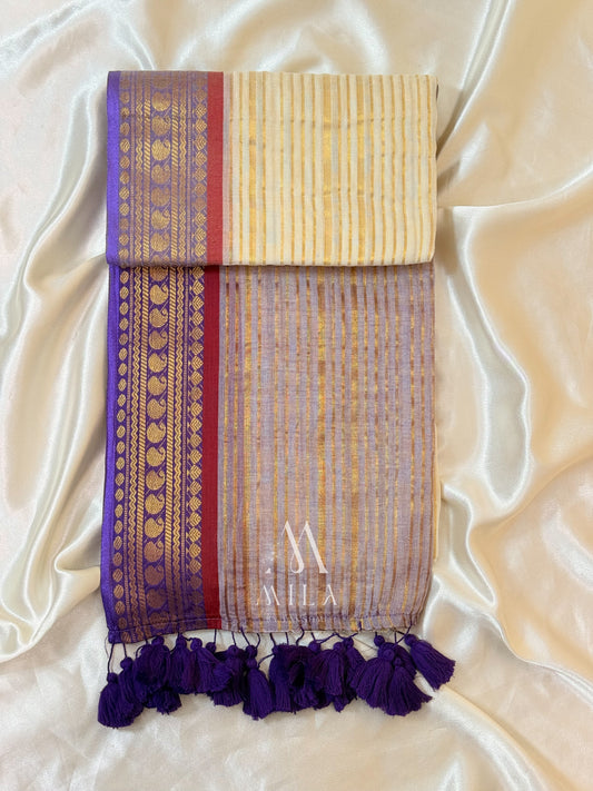 Violet Kasavu Mulcotton Saree (Without Blouse)