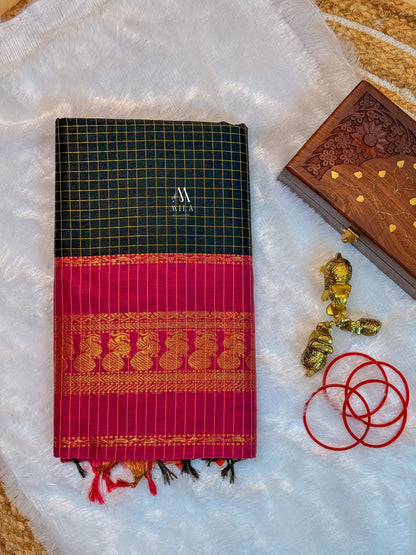 Checked Kalyani cotton saree - Mila by Lakshmi