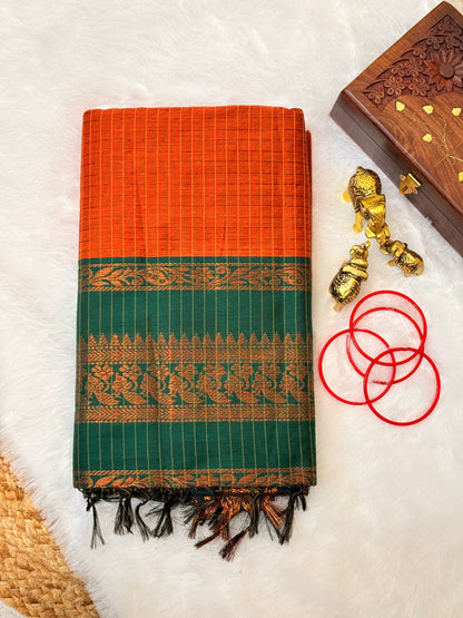 Checked Kalyani cotton saree - Mila by Lakshmi
