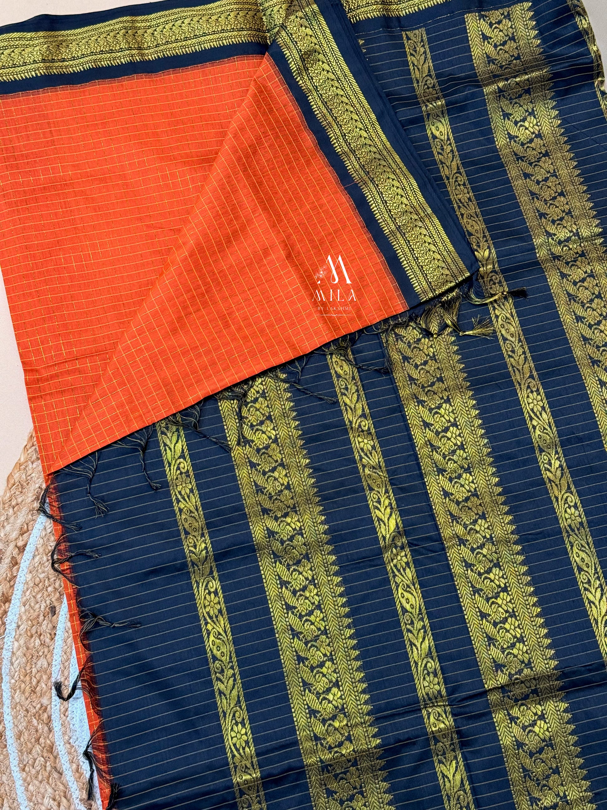 Checked Kalyani cotton saree - Mila by Lakshmi