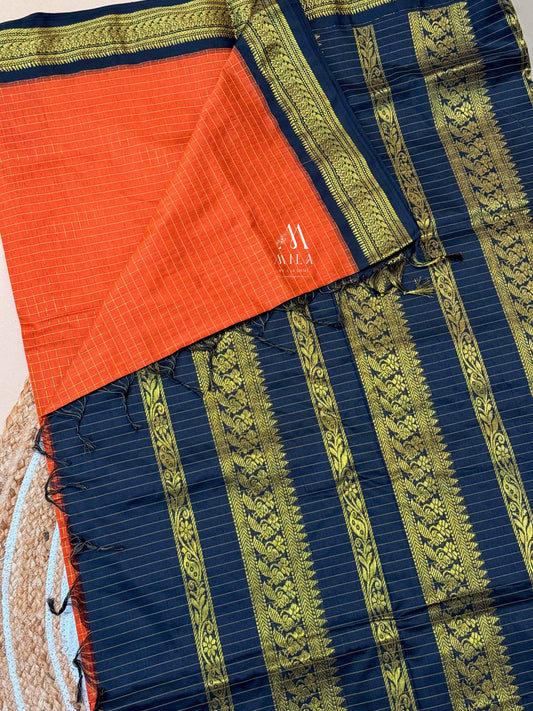 Checked Kalyani Cotton Saree