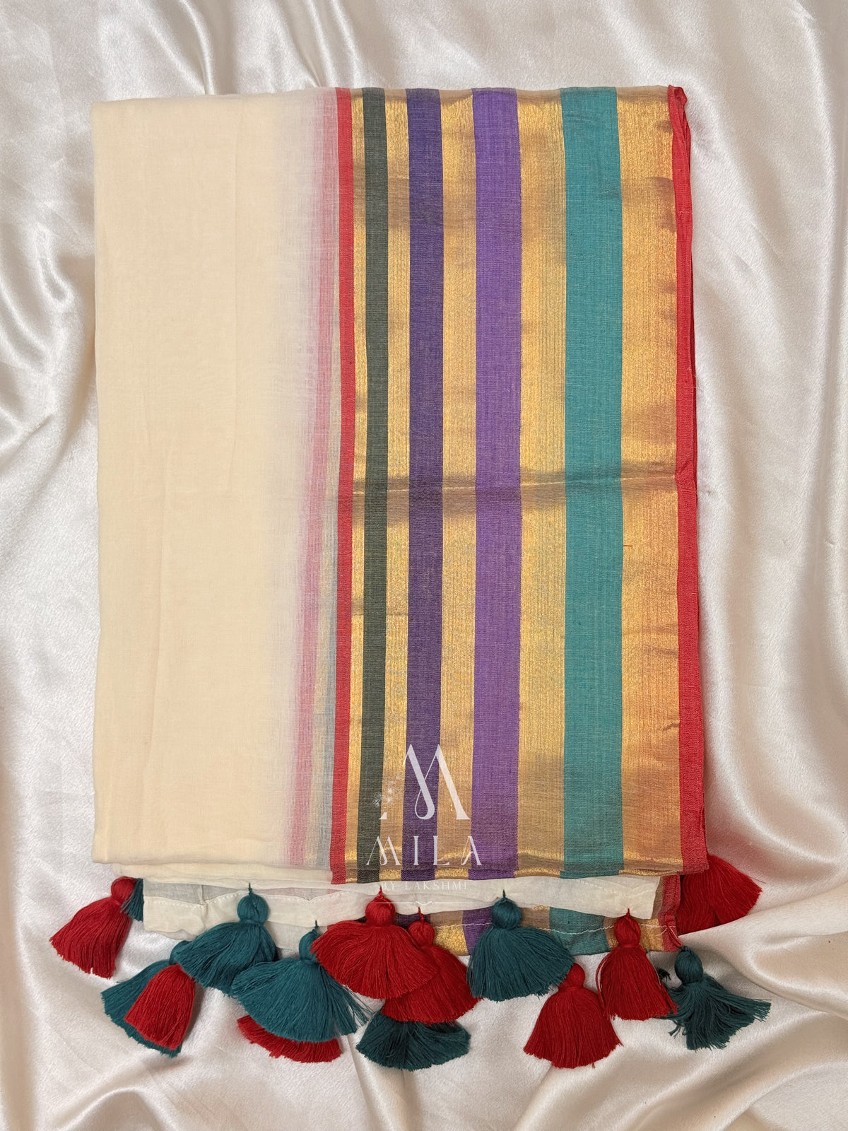 Mamta - Multi Color Border Mulcotton Saree (Mamta Inspired Saree)