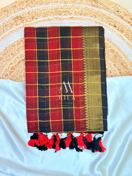 Rudra Check Mulcotton Saree