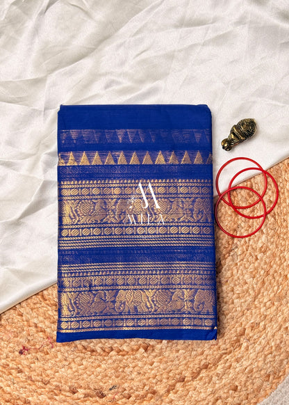 Mayoori Blue Kanchi Cotton Saree