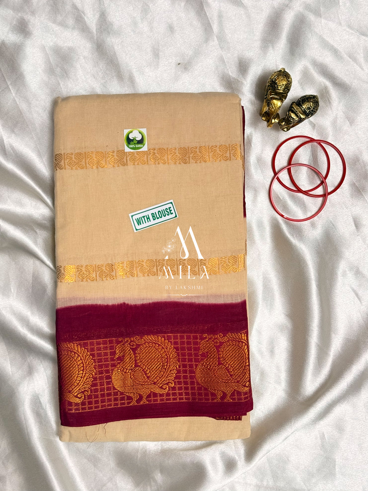 Mayil Heritage Madurai Sungudi Saree (Meroon)