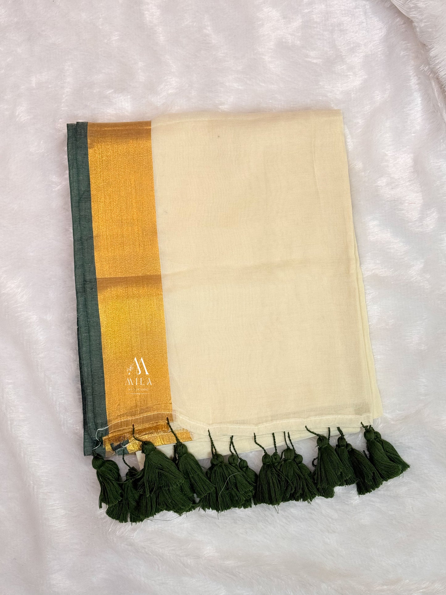 Green Kasav Mulcotton Saree - Mila by Lakshmi