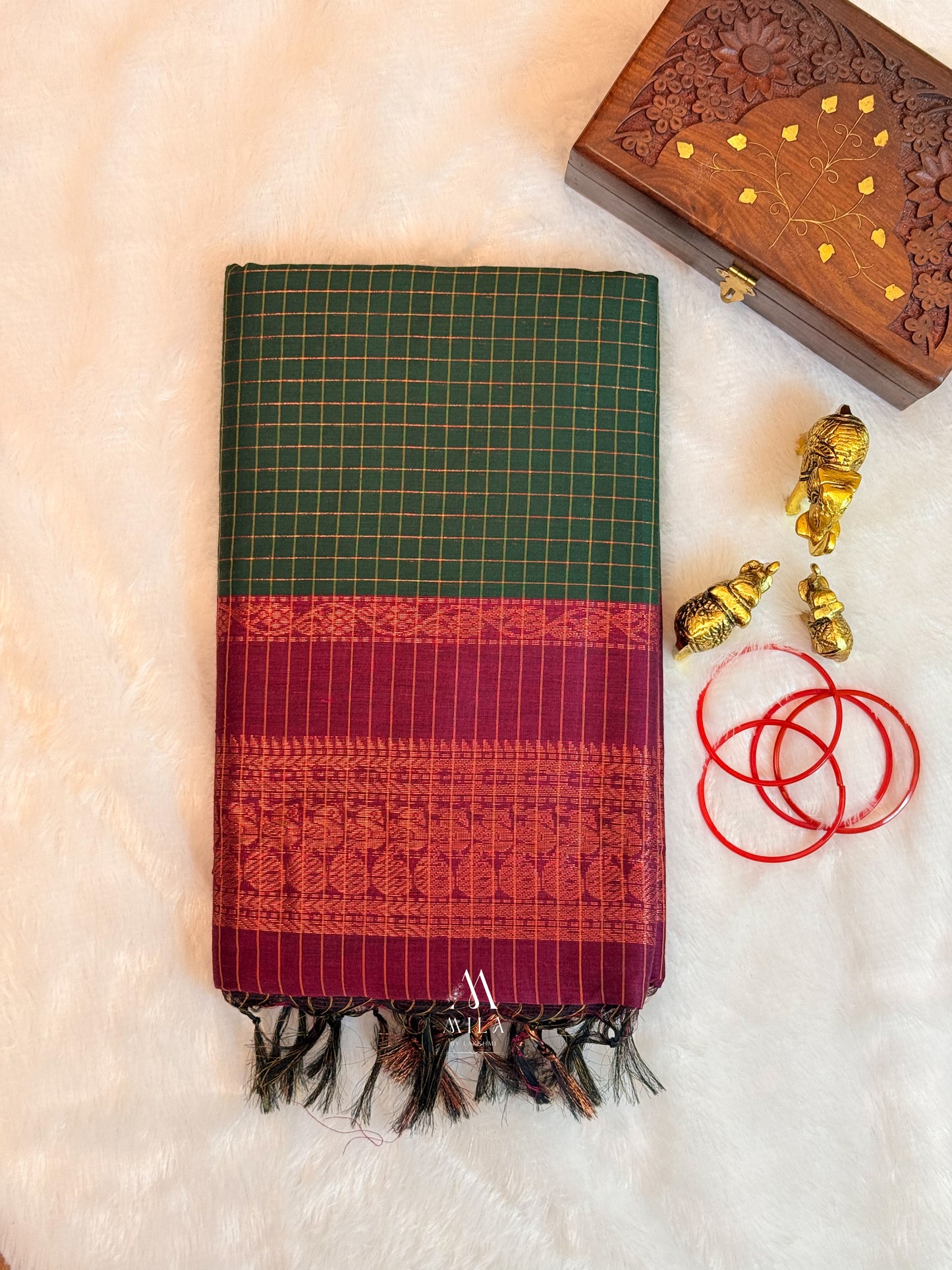 Checked Kalyani Cotton Saree