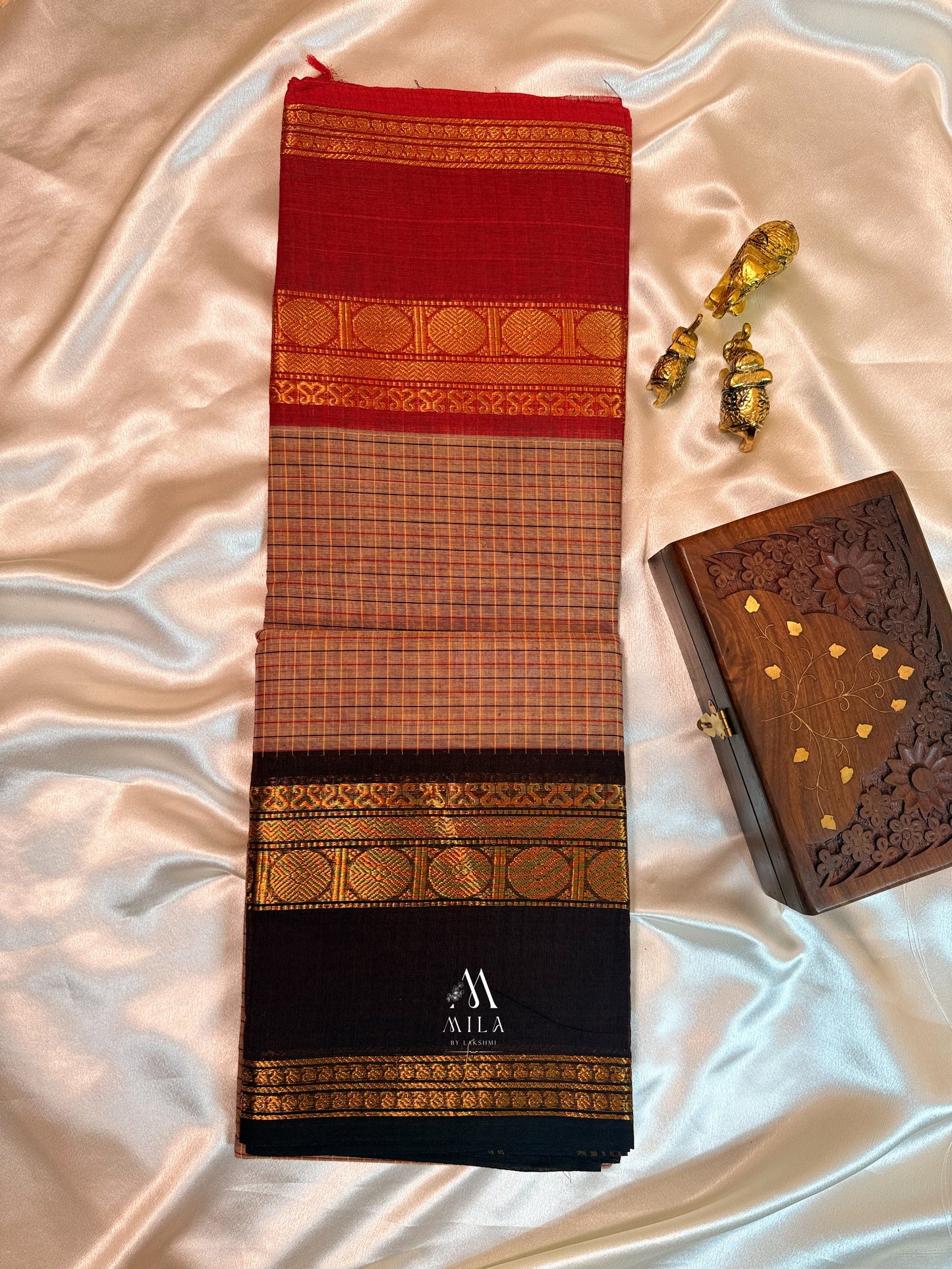 Kanchi Cotton Saree with Ganga Jamuna Border - Mila by Lakshmi