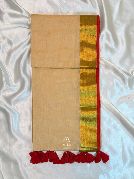 Red Kasav Mulcotton Saree