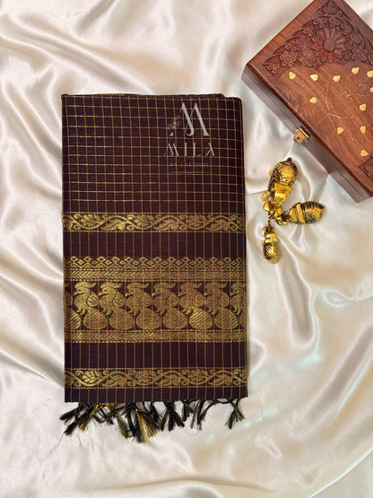 Checked Kalyani Cotton Saree - Mila by Lakshmi