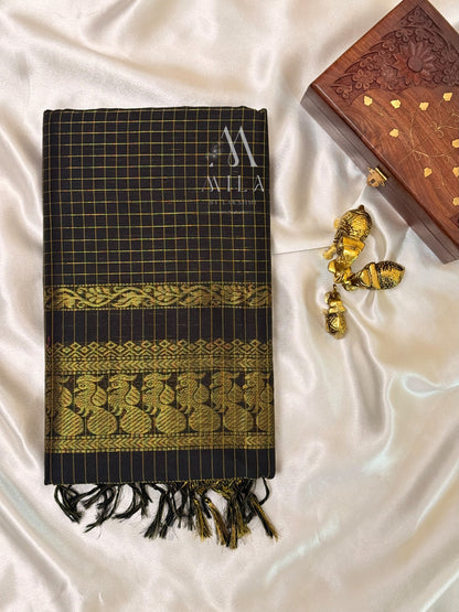 Checked Kalyani Cotton Saree - Mila by Lakshmi