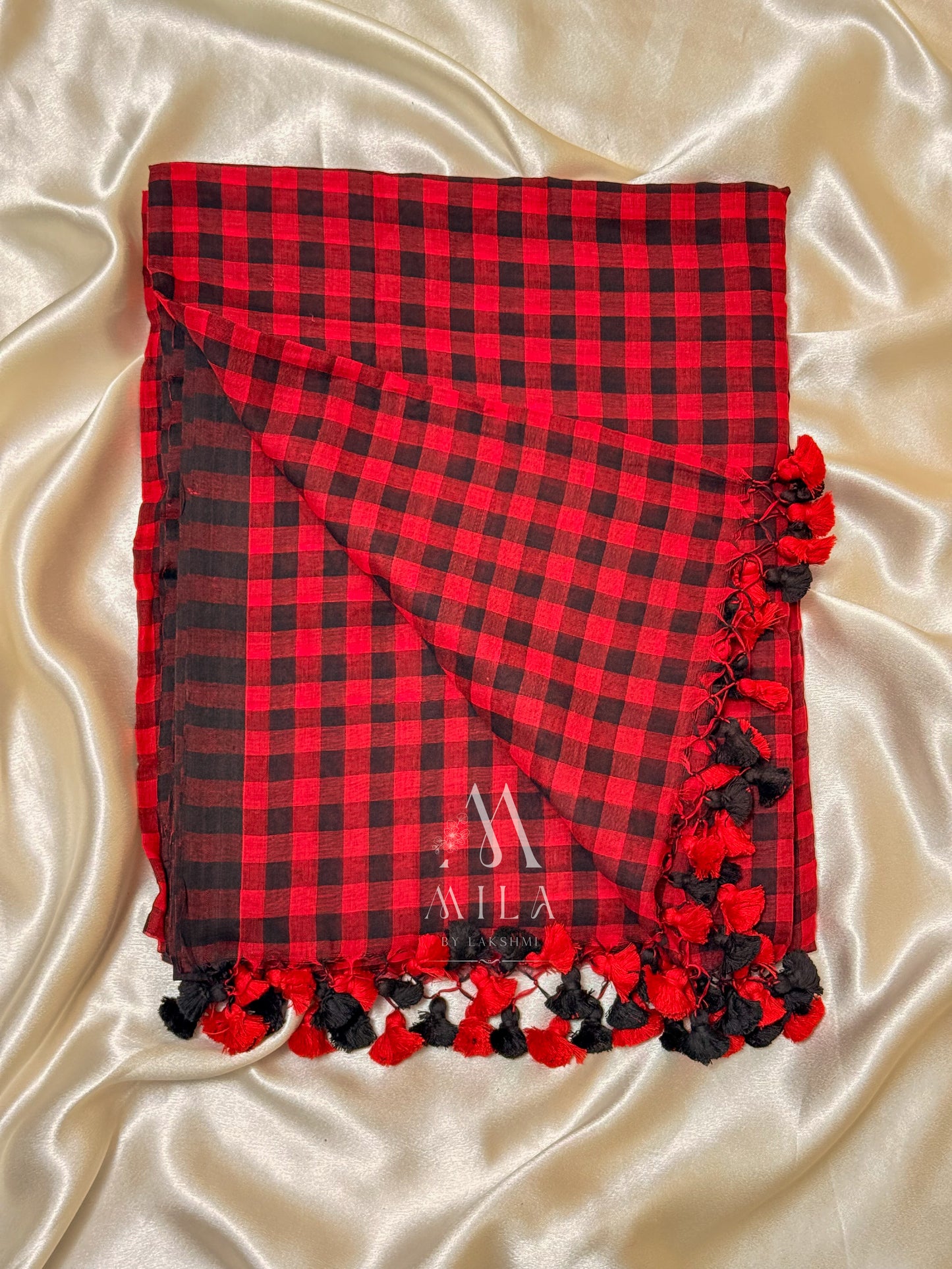 Ruby Checks Mulcotton Saree