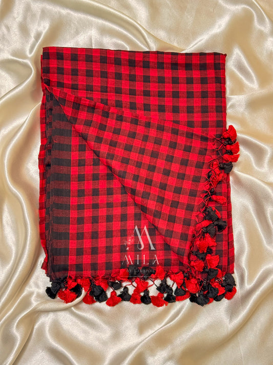 Ruby Checks Mulcotton Saree - Mila by Lakshmi