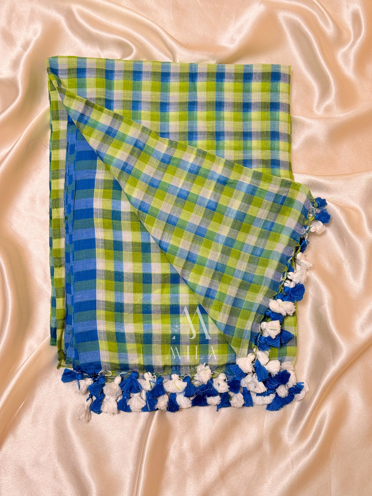 Bluebell Checks Mulcotton Saree