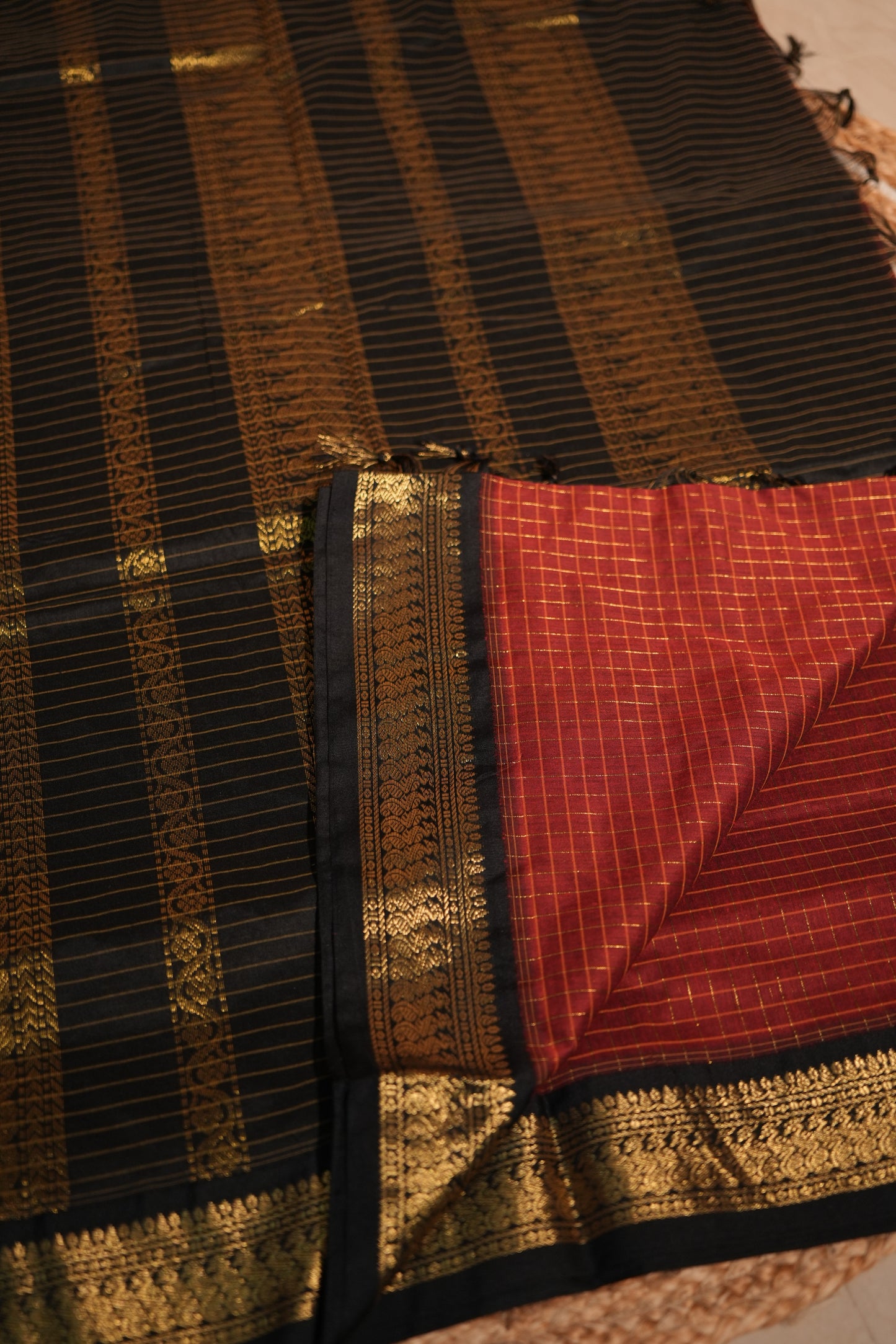 Checked Kalyani cotton saree - Mila by Lakshmi