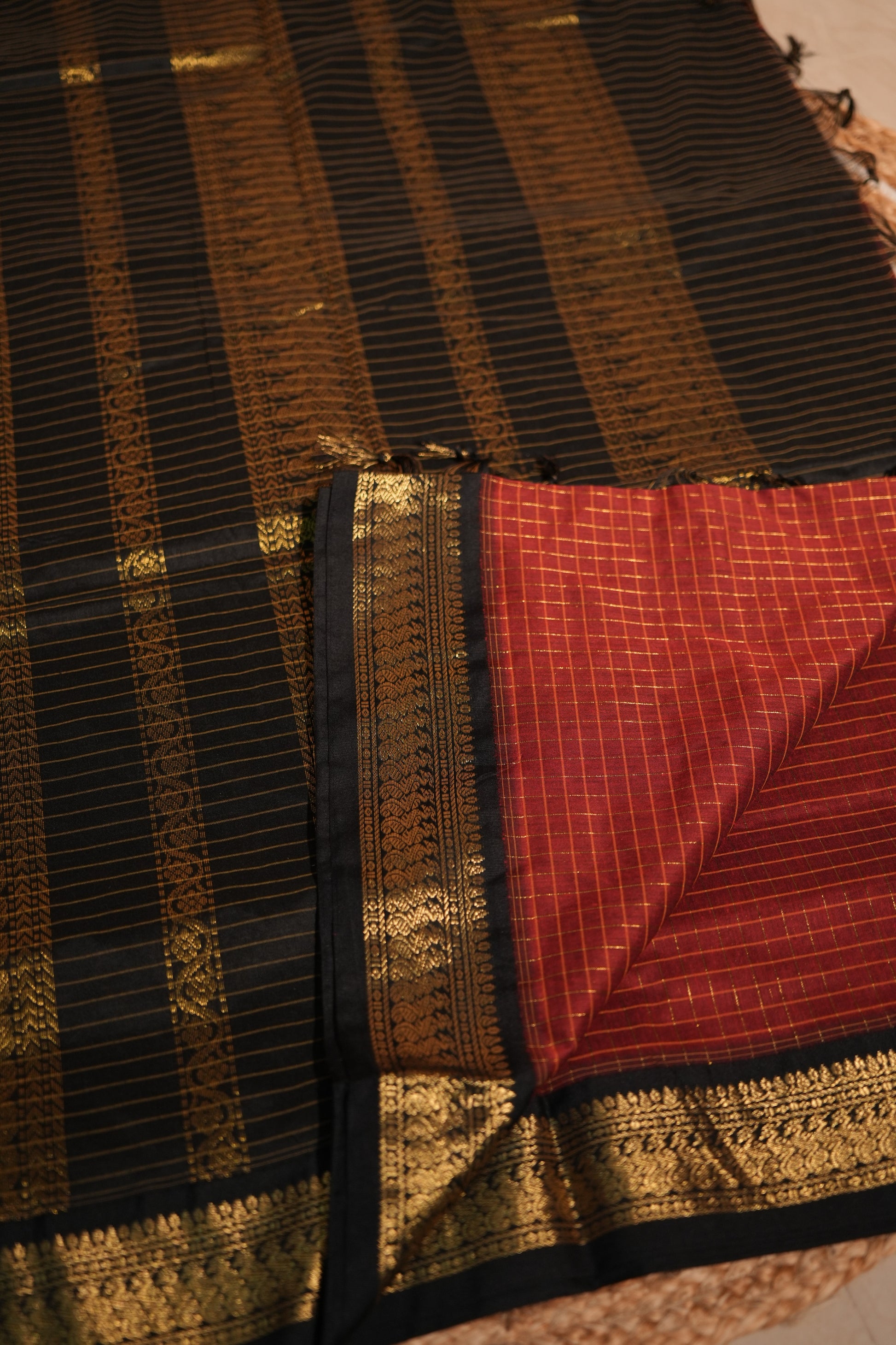 Checked Kalyani cotton saree - Mila by Lakshmi