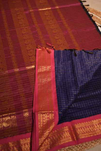 Checked Kalyani cotton saree - Mila by Lakshmi