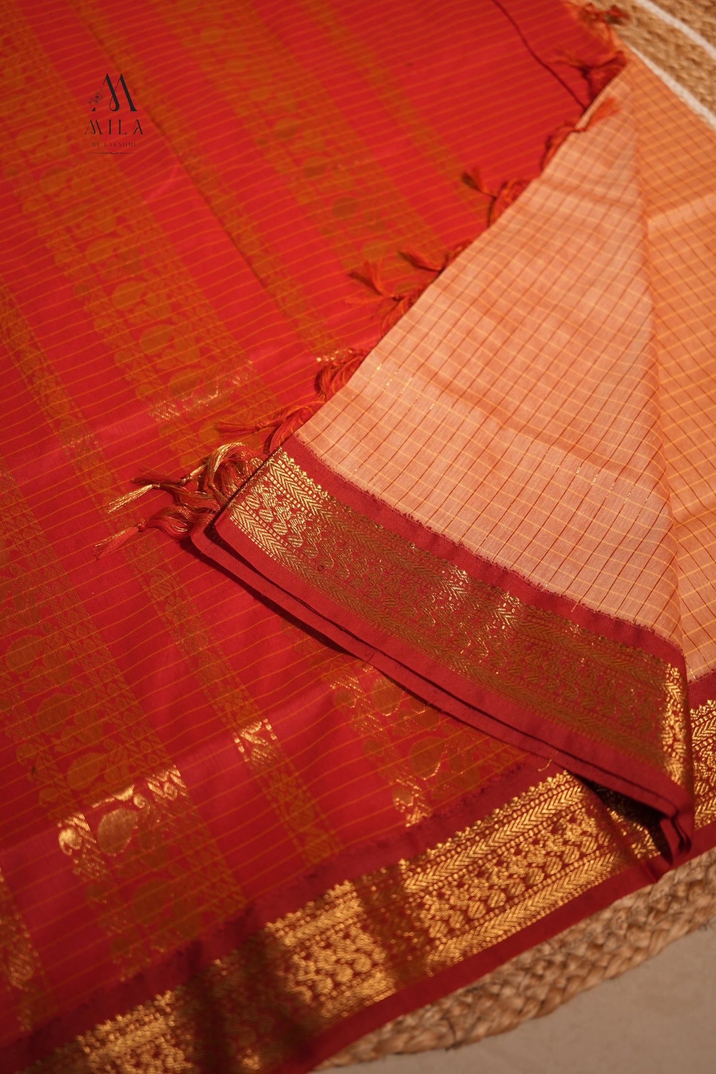 Checked Kalyani cotton saree - Mila by Lakshmi