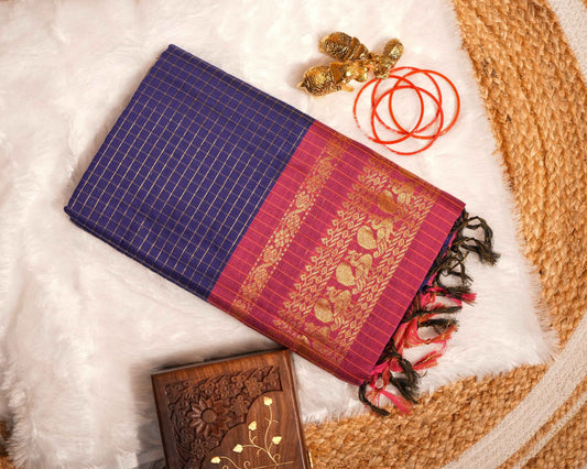 Checked Kalyani Cotton Saree