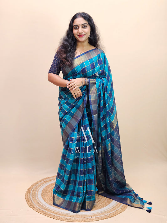 Nilavu Check Mulcotton Saree