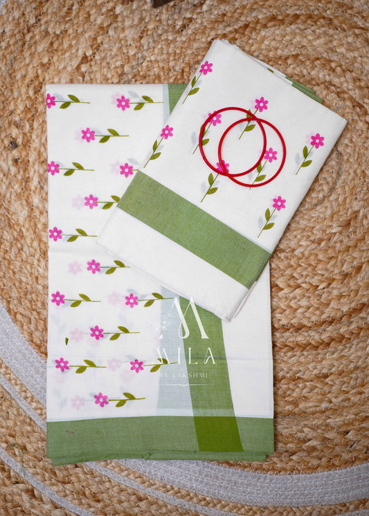 Mulloth print set mundu