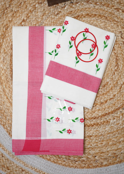 Mulloth print set mundu