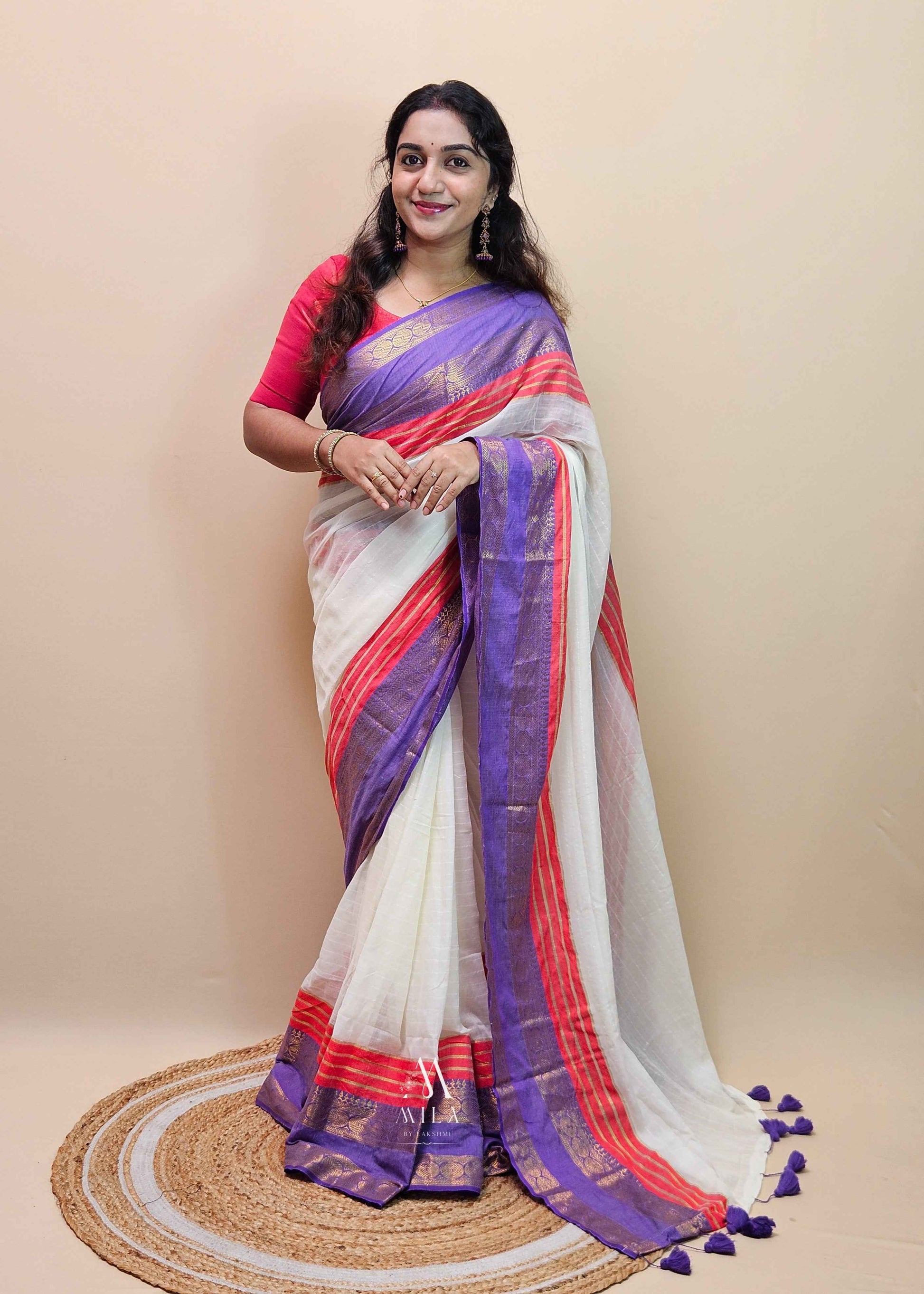 Violet Heritage Kasavu Mulcotton Saree