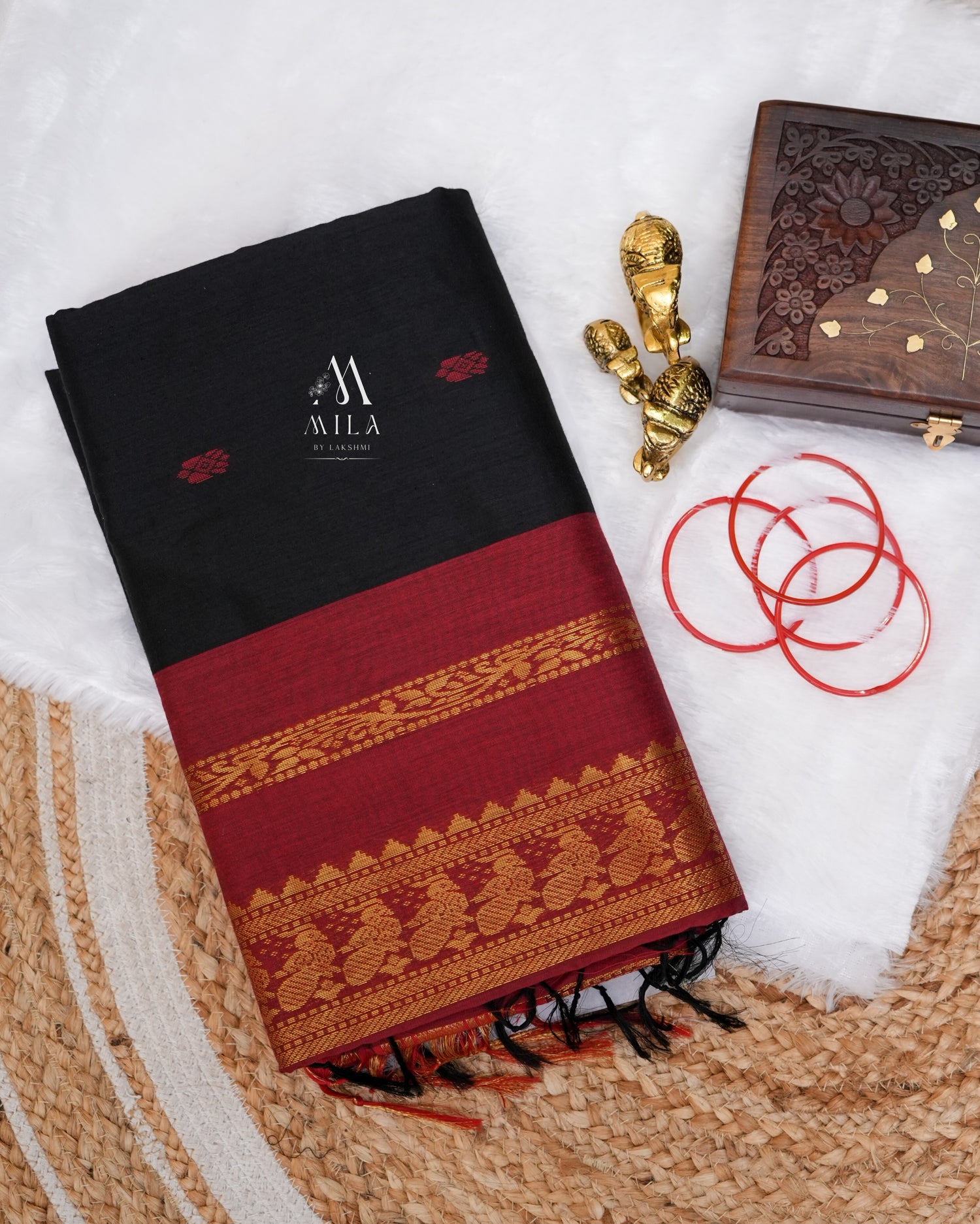 Kalyani cotton Contrast Butta - Mila by Lakshmi