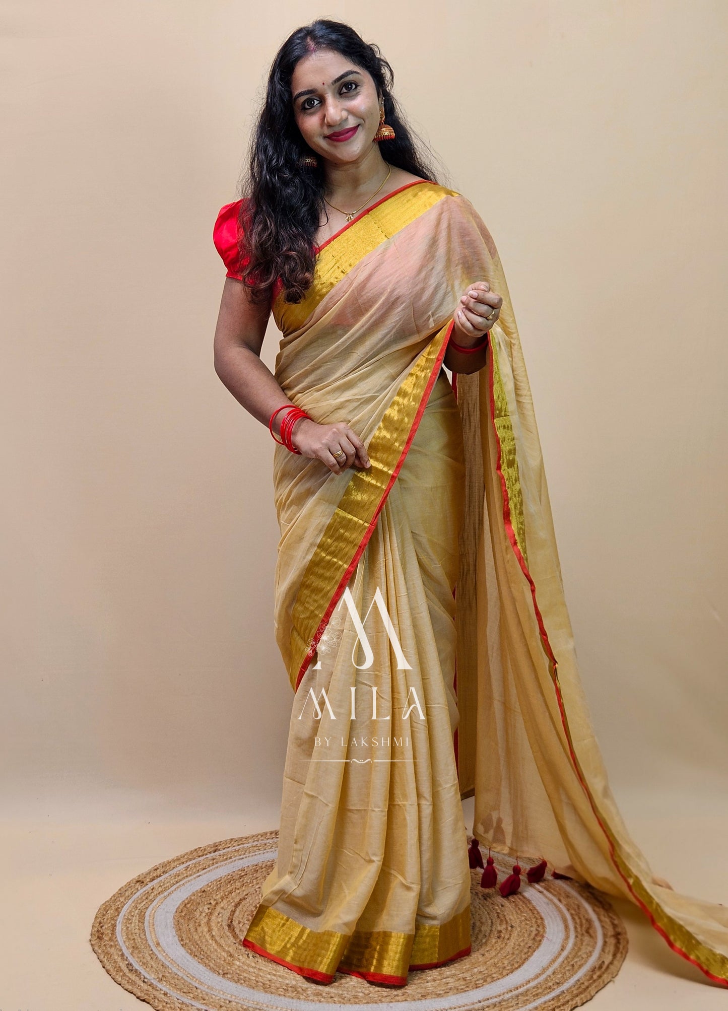 Red Kasav Mulcotton Saree
