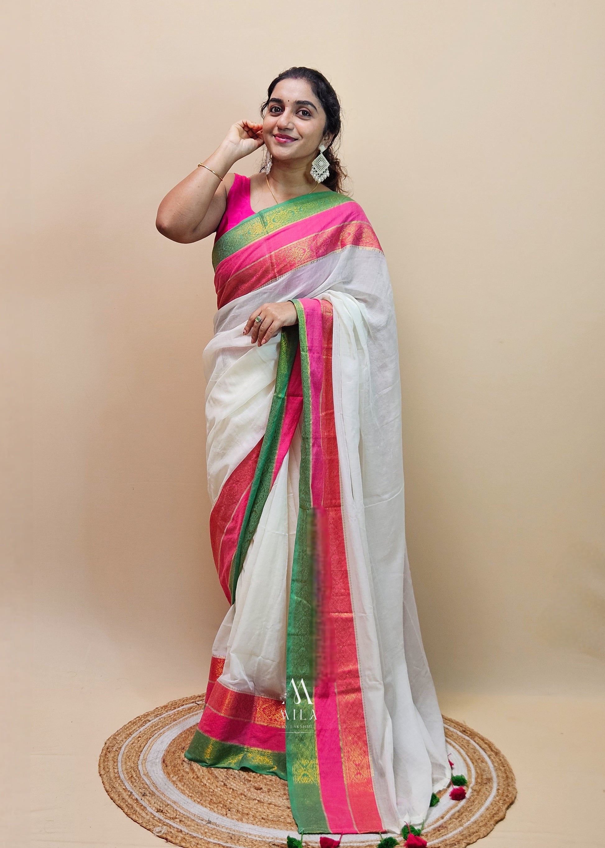 Mul Cotton Handloom Saree - Mila by Lakshmi