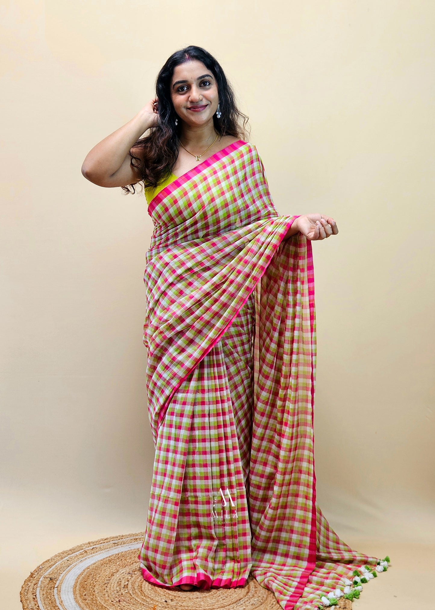 Candy Checks Mulcotton Saree - Mila by Lakshmi