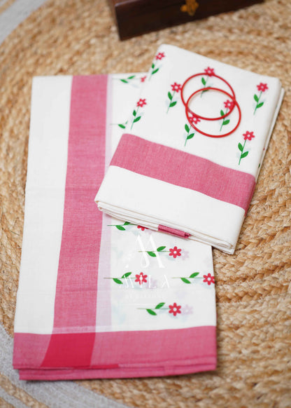 Mulloth print set mundu