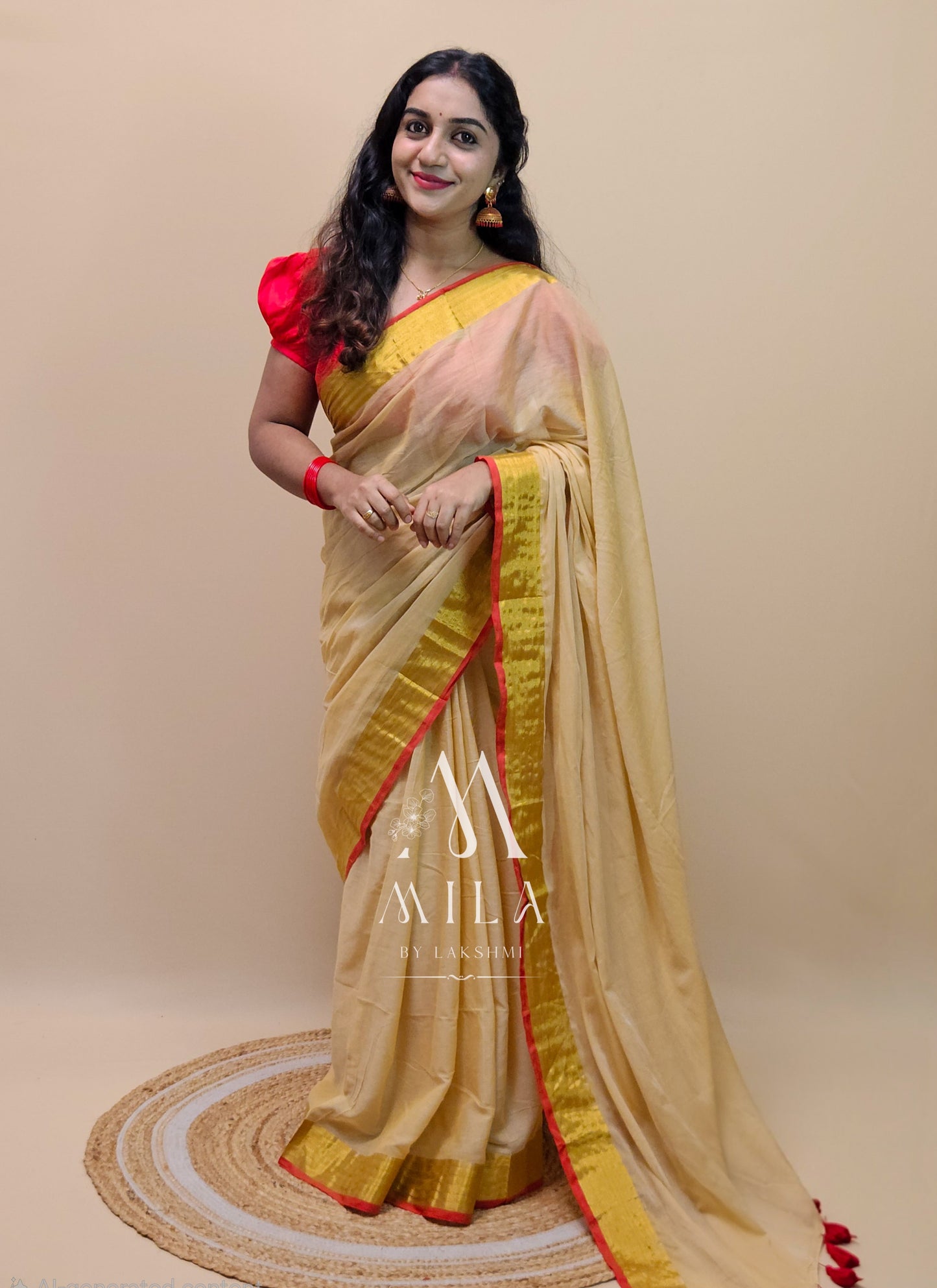 Red Kasav Mulcotton Saree